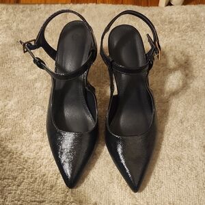 Sleek Dark Navy Patent Leather Heels